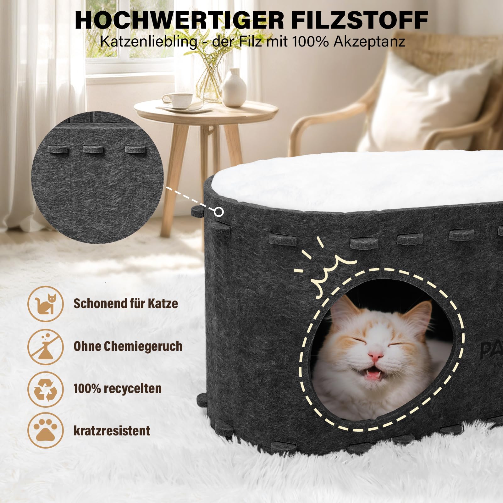 Cat Bed Cave, Katzen Bettchen Höhlen, Gemütliches Produktbild-Vorschau 3