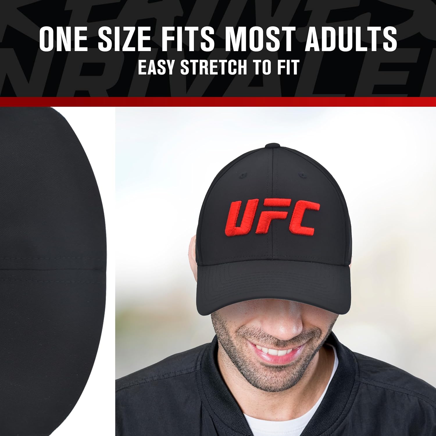 Concept One Unisex Adult UFC Baseball Hat, 6 Panel Adult Flex Fit Active Cap with Curved Brim