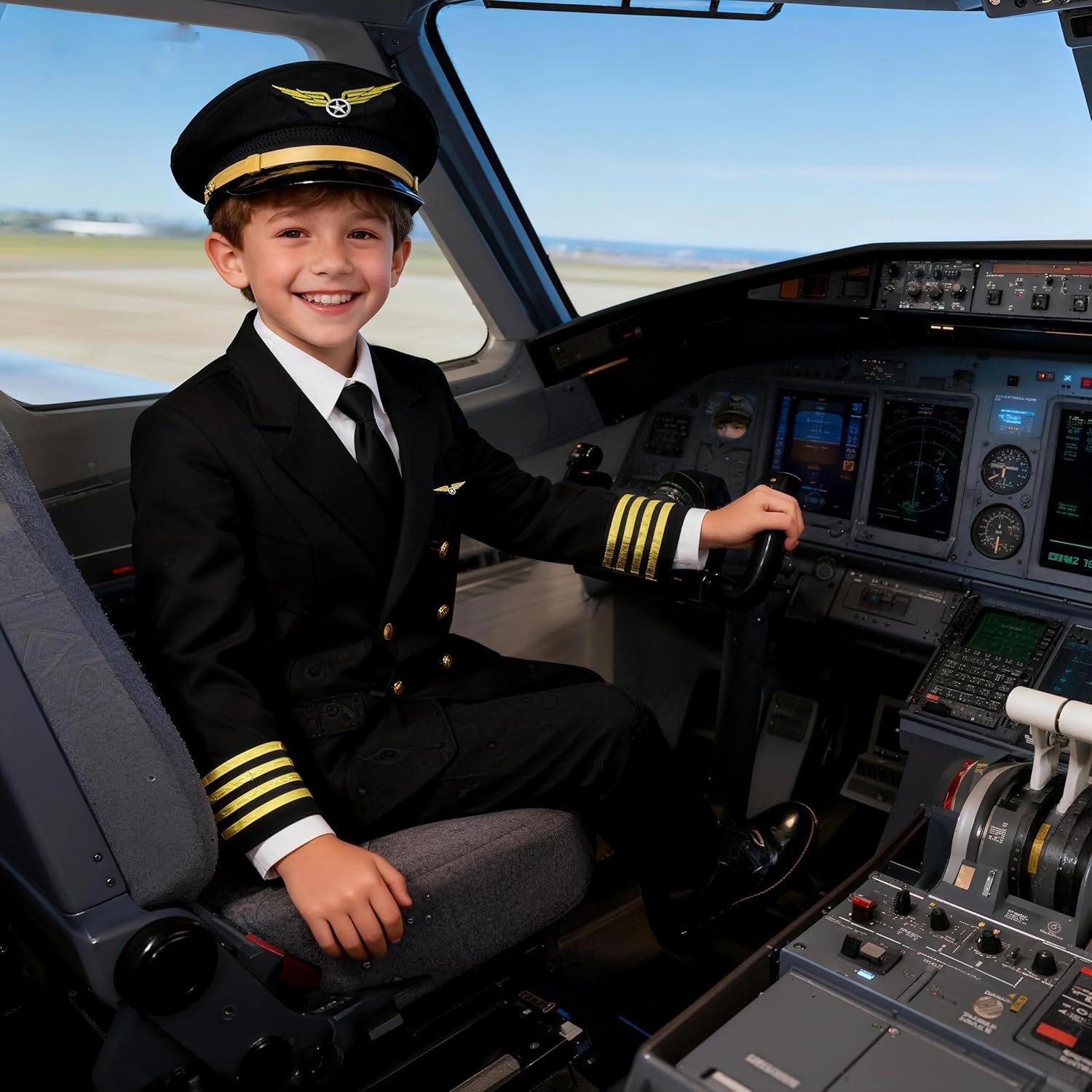 Career Day Costume for Kids Pilot Costume for Boys Airline Captain Pilot Uniform for Halloween Birthday Party Gifts - Image 6