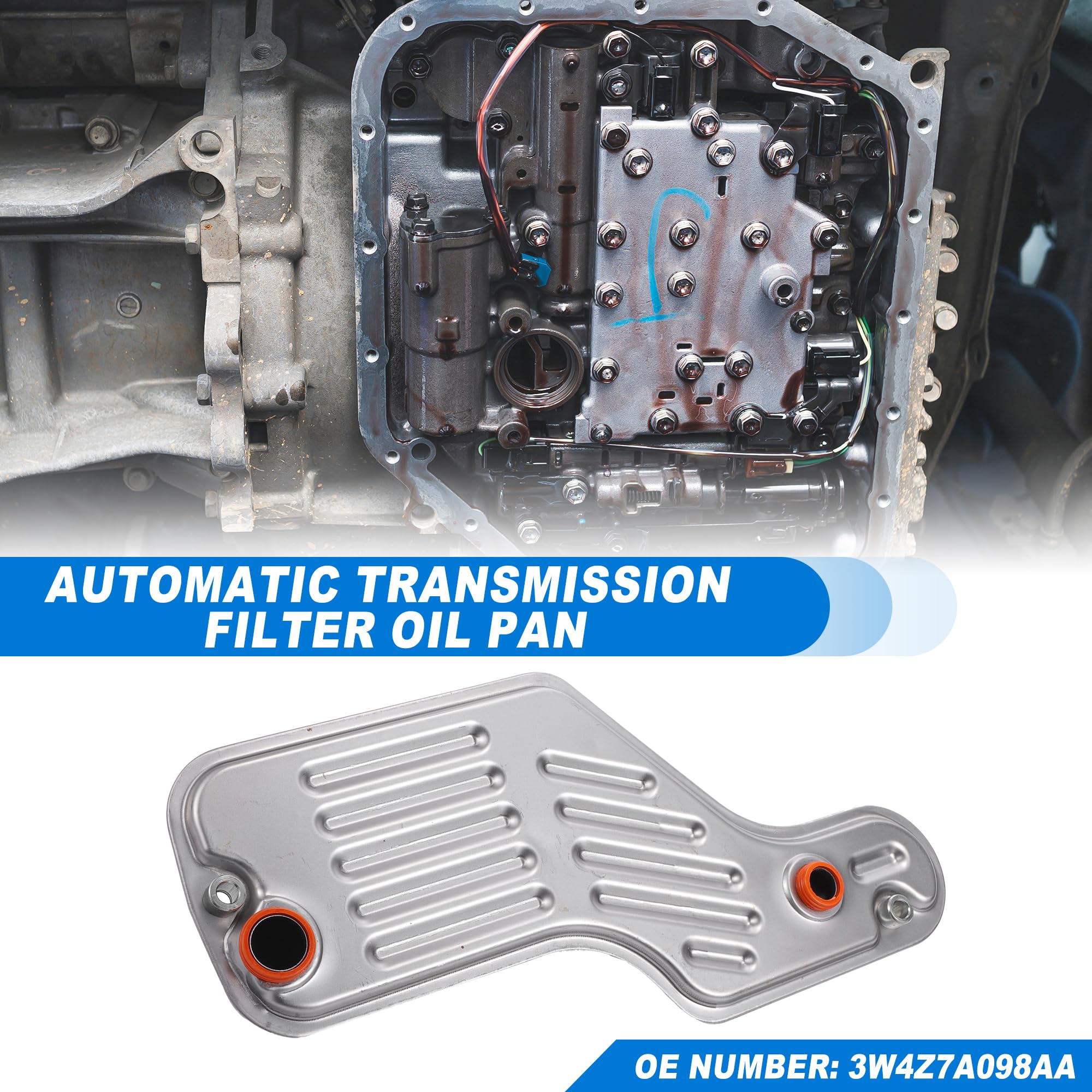 QUARKZMAN Filtro Para Aceite De Transmisión Para Mustang 05-10 1Pc | Paquete De 1, Metal, Plateado Y Negro, 5R55N, 5R55S, 3W4Z7A098Aa, Para Lincoln Ls, Para Ford Thunderbird