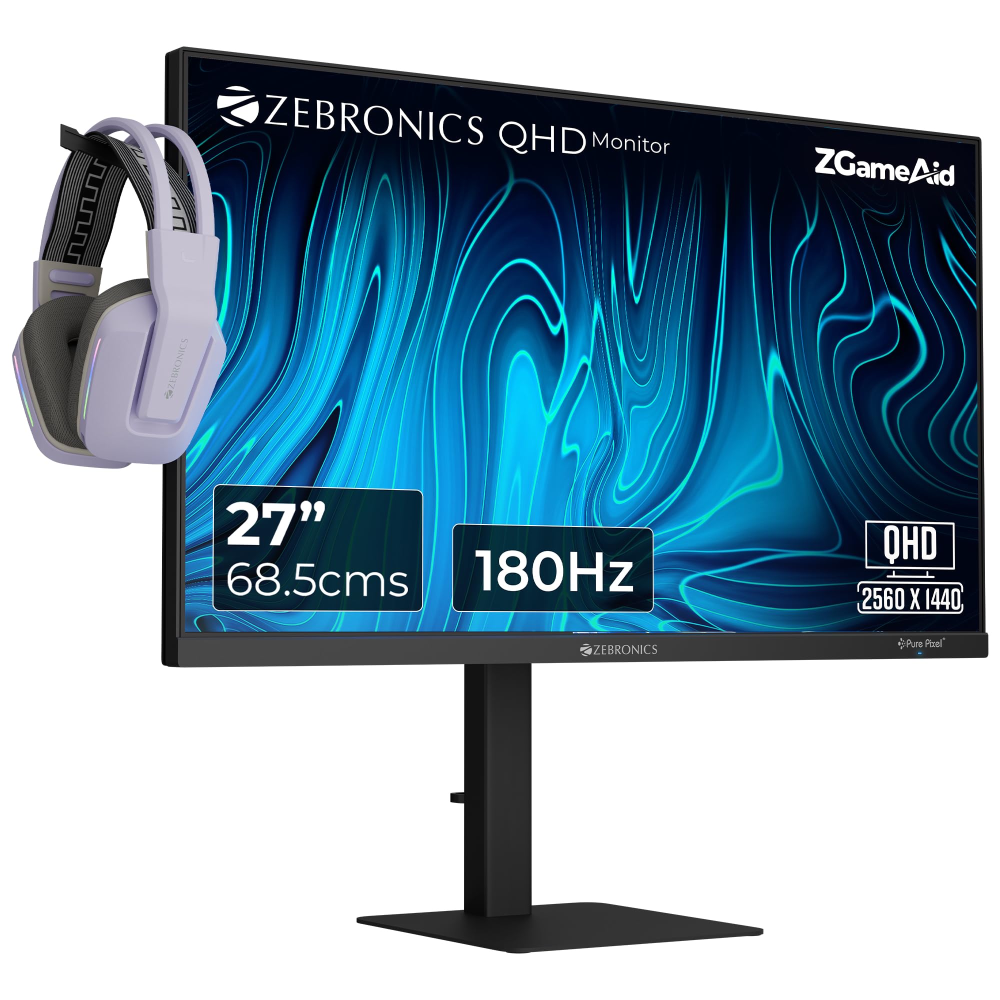 Zebronics 27 inch QHD Bezel-Less Gaming Monitor Black - Image 1