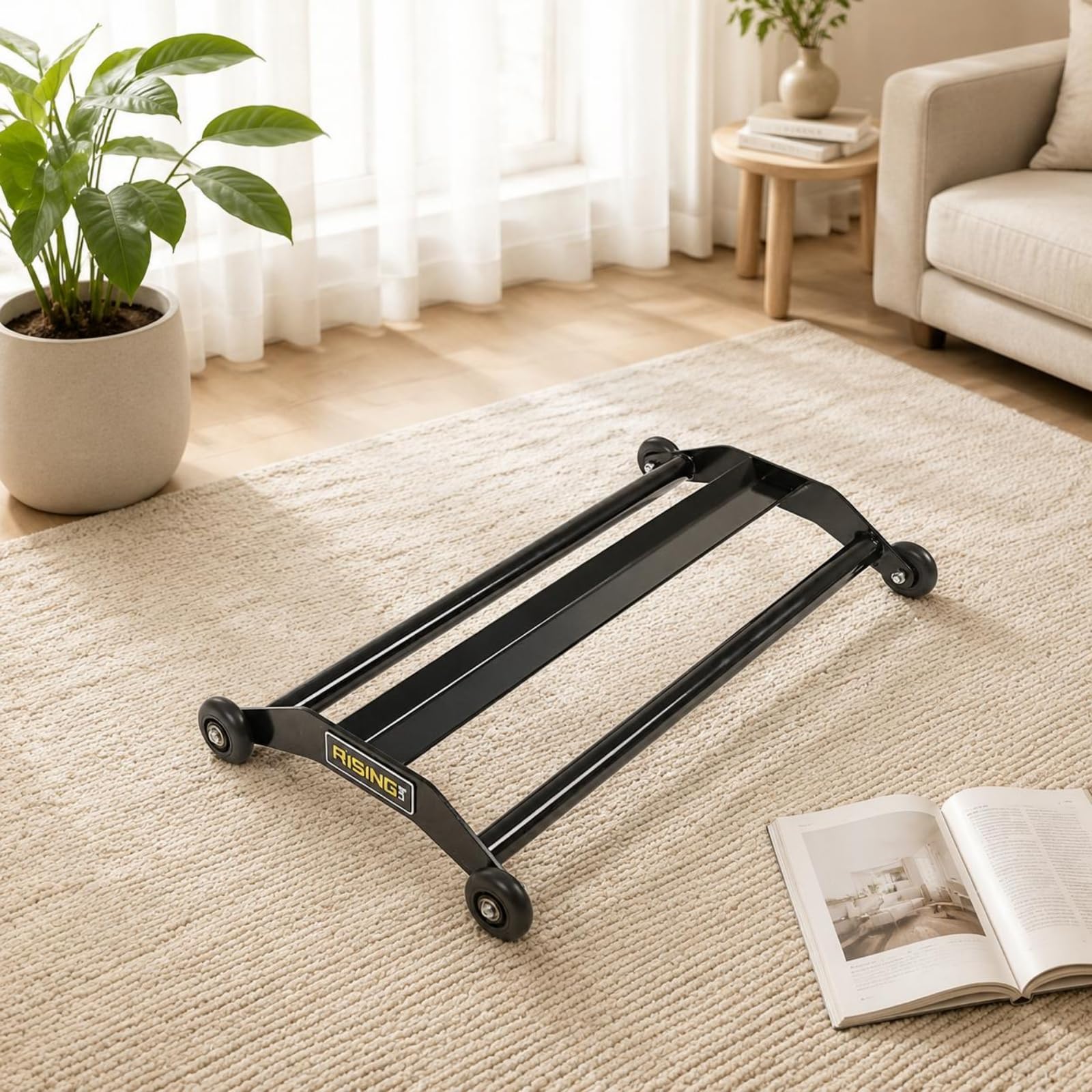 Rueda Abdominal de Rodillo Abdominal Entrenador Central Deslizadora de Núcleo Estructura de Acero Robusta y Movimiento con Ruedas Giratorias Adecuada para Fuerza Pilates Estiramientos