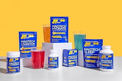 Miniatura 9 de Magtech Magnesium Bundle - 3 formas de magnesio quelatado - Apoya la salud del cerebro, el sueño, la cognición y la hidratación - Cápsulas y polvo