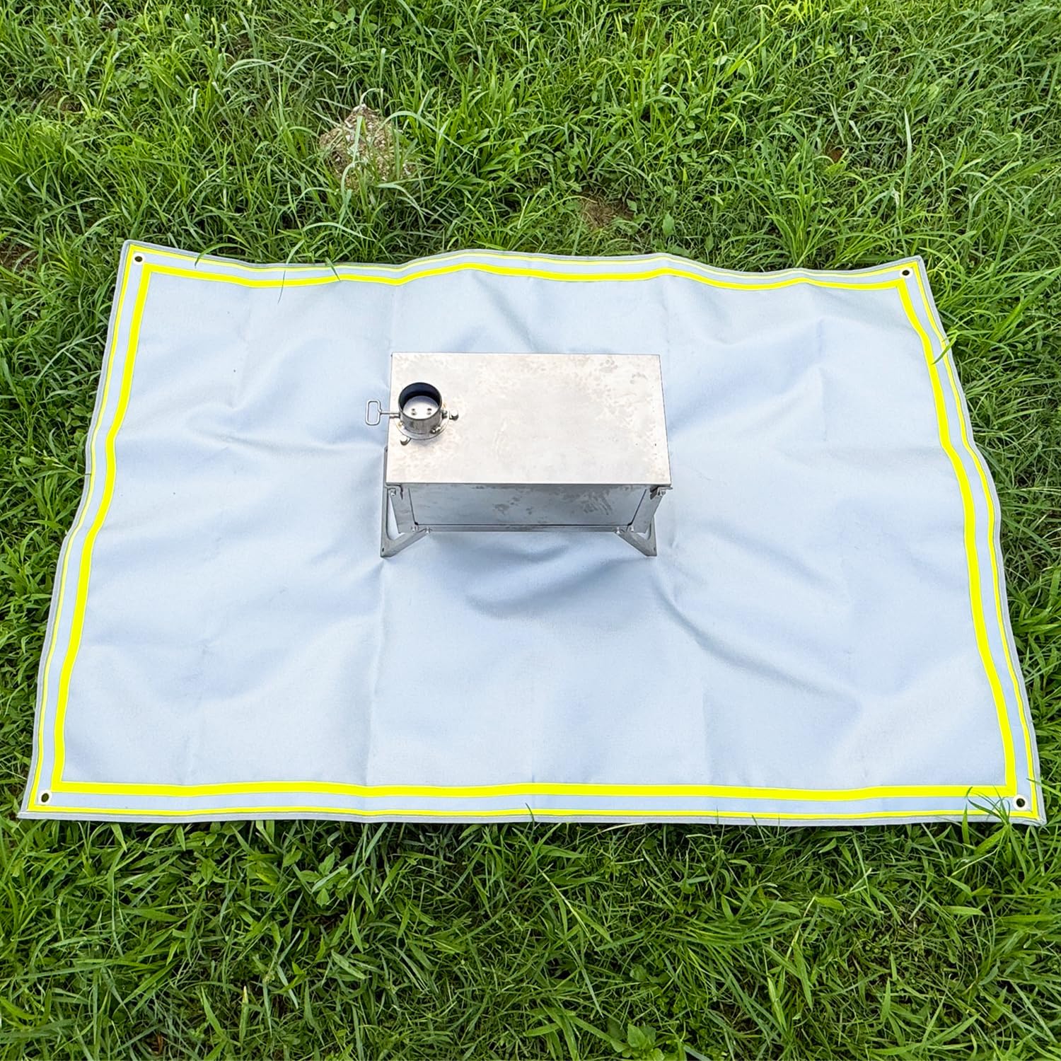SoloWilder Tapis de poêle à bois 99,1 x 150 cm pour brasero de tente, poêle, terrasse, pelouse, pelouse, camping, protection d'isolation