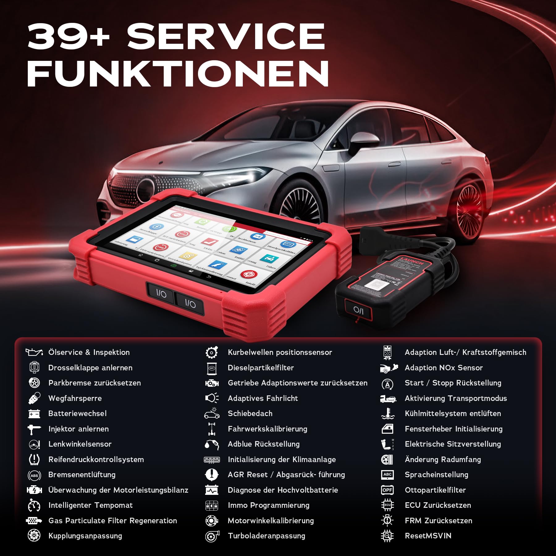 Launch X-431 Pro SE Equipo de diagnóstico OBD2, Lectura de Fallos de Todos los Sistemas, 38 Funciones de Servicio (Aceite/EPB/DPF/batería), función VAG, Soporte Can FD y DoIP, con Bluetooth y Cable.