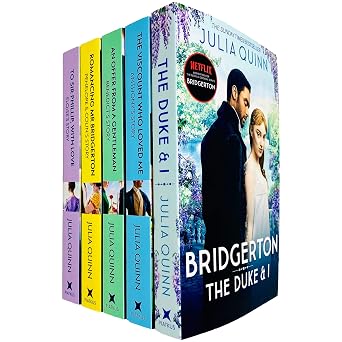 Bridgerton Family Book Series 5 Books Collection Set by Julia Quinn The Duke and I, Viscount Who Loved Me, Offer From a Gentleman, Romancing Mr Bridgerton & Sir Phillip, With Love NETFLIX
