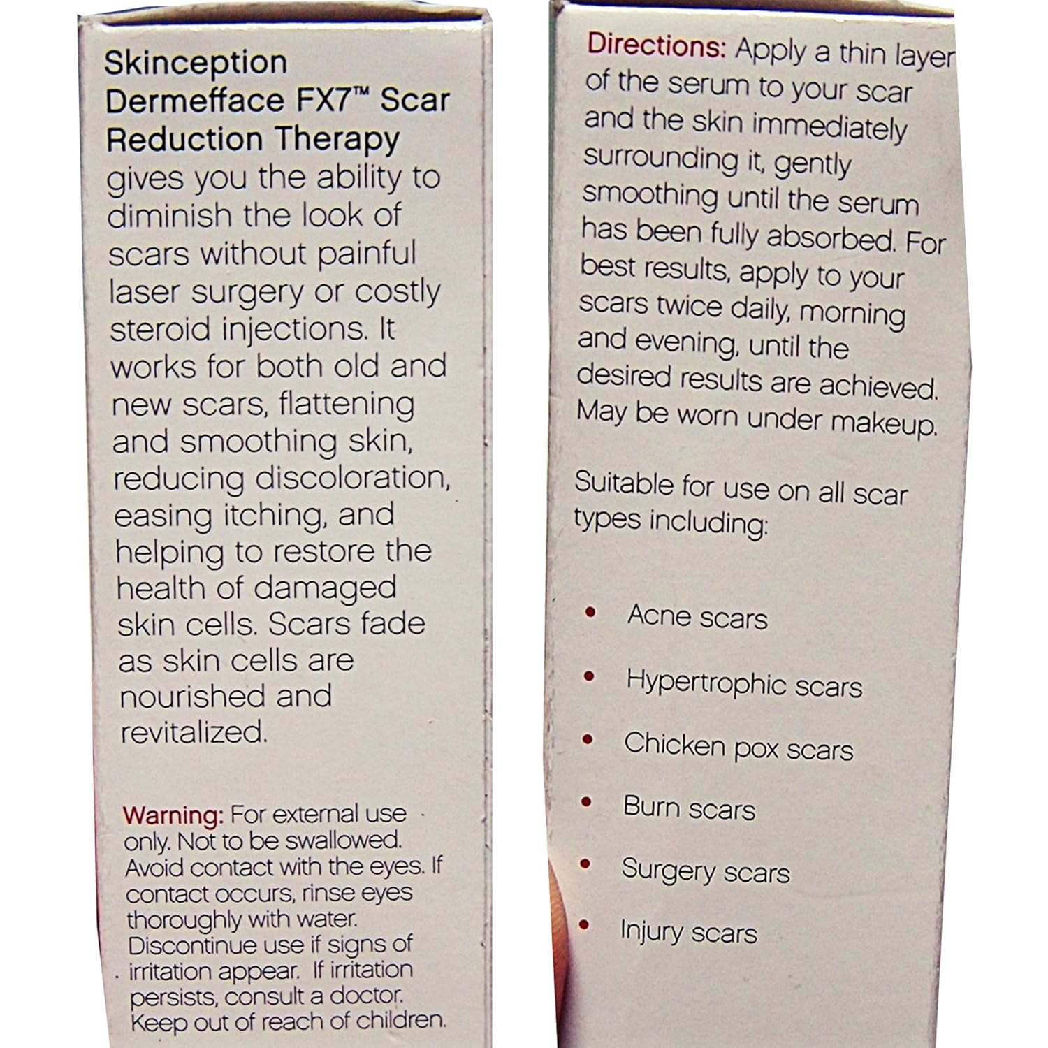 Dermefface FX7 Skinception Scar Reduction Therapy (0.5 fl.oz) 2 Pack Increases The Turnover of Skin Cells
