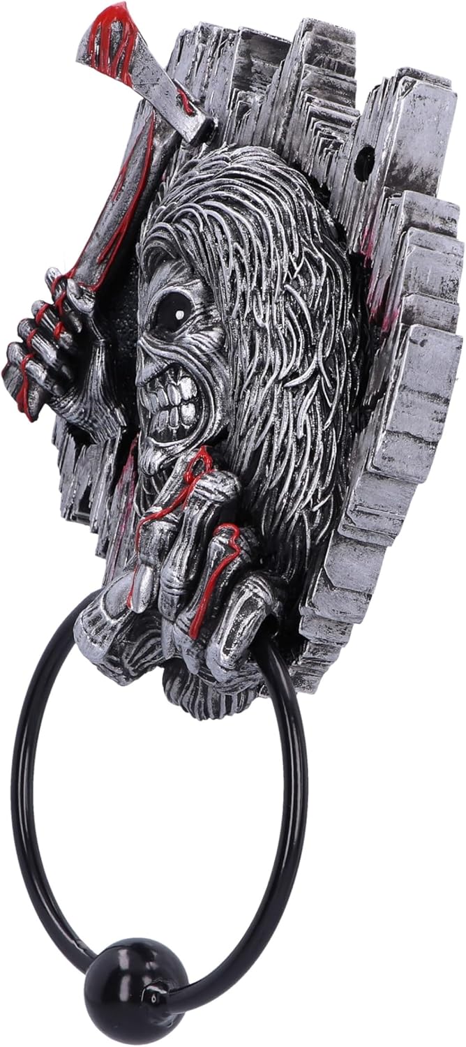 Nemesis Now Iron Maiden Killers Door Knocker 21.5cm, Resin, Silver, Officially Licensed Iron Maiden Merch, Eddie Door Knocker, Weighted Metal Ring, Cast in The Finest Resin, Expertly Hand-Painted