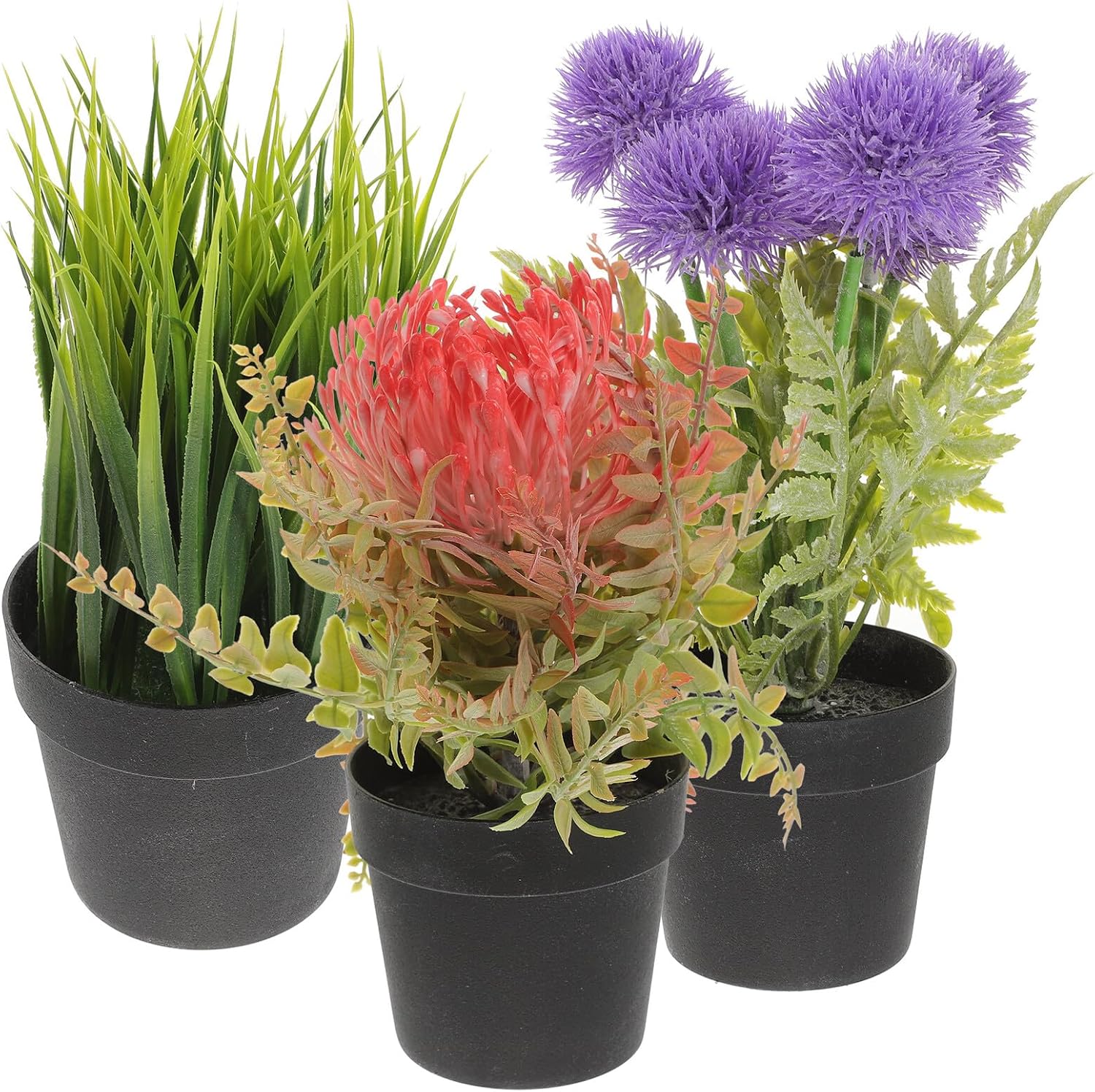 Totority 3pcs Artificial Dandelion Fake Potted Bonsai with Green Leaves, Realistic Simulated Small Plants for Home and Office Desktop Décor