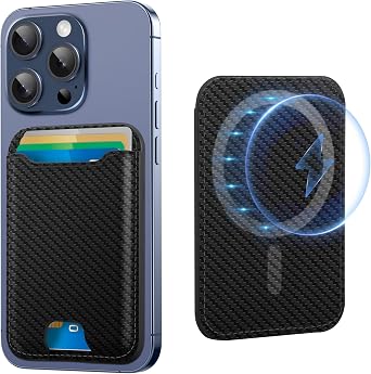 TopMade for Magsafe Wallet, Strongest Magnetic Card Holder for iPhone 17, iPhone 16/15/14/13/12 Series, Leather Magnetic Phone Wallet with Powerful Magnets, RFID Blocking, Fit 4 Cards, Carbon Fiber