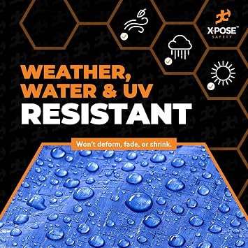 Better Blue Poly Tarp - 5 × 7 بوصة - غطاء واقي متعدد الأغراض، خفيف الوزن، متين، مقاوم للماء، مقاوم للطقس - 5 مل من البولي إيثيلين السميك - بواسطة Xpose Safety