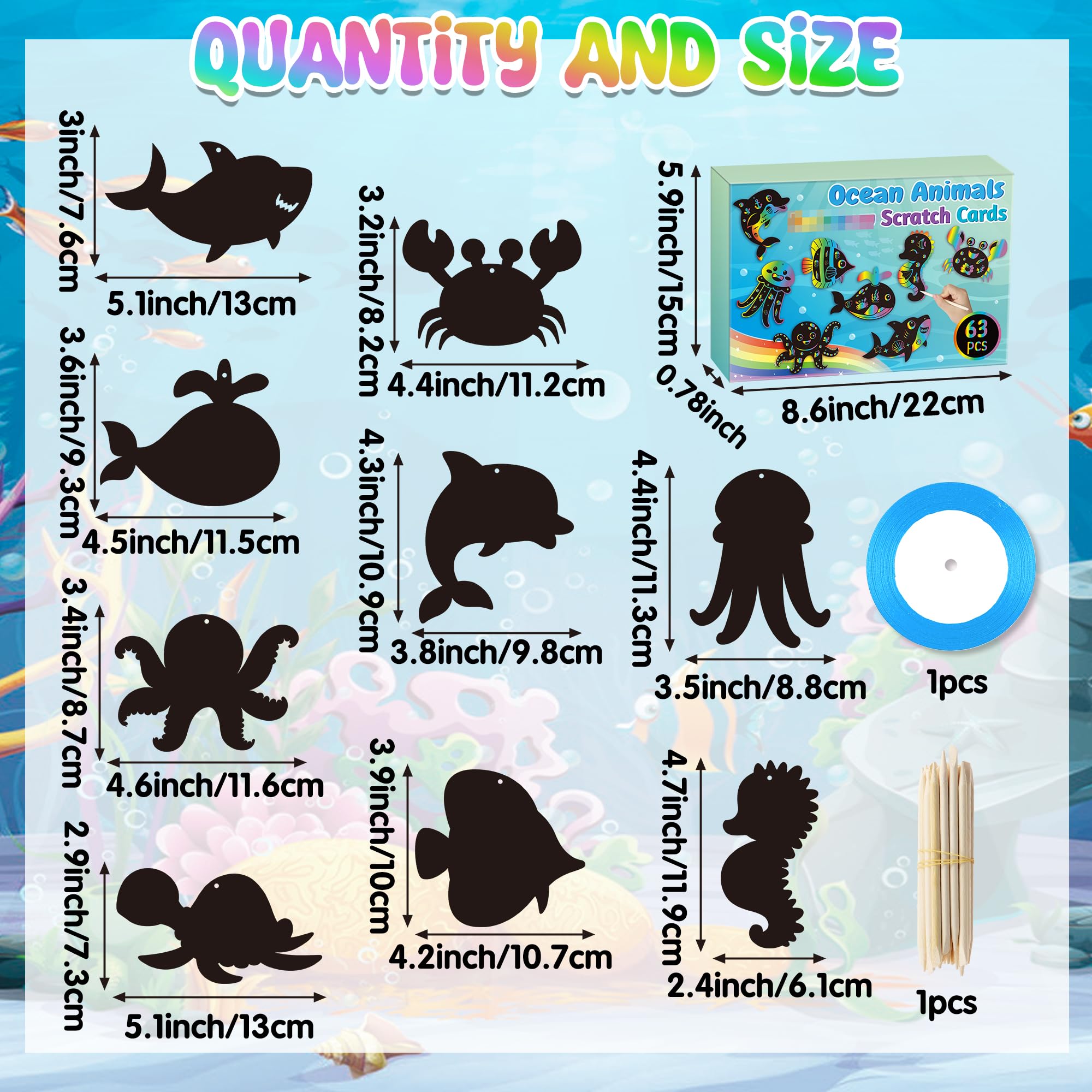 Amazon.co.jp: CY2SIDE 海洋動物スクラッチカード - 63枚 DIY 海