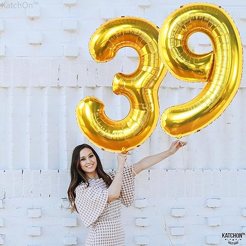 Miniatura 3 de KatchOn, Globos dorados del número 39  Gigantes, 40 pulgadas  Decoraciones de cumpleaños 39 para hombres  Globos dorados de cumpleaños 39 para