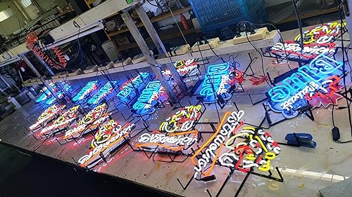 Miniatura 9 de Letreros de neón para bar de cerveza, dormitorio, letrero de neón de vidrio para oficina, hombre, cueva, luces de pared con placa base de impresión