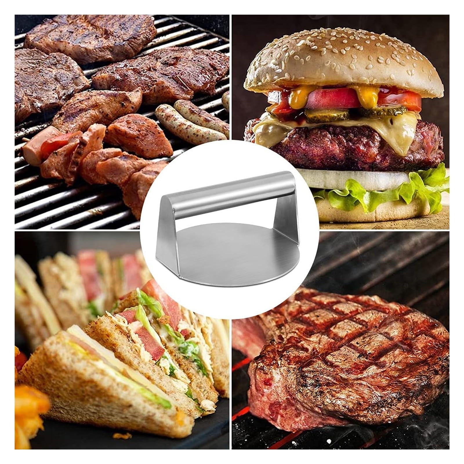 Prensa para Hamburguesas Prensa para Parrilla de Tocino Antiadherente para sándwiches de Carne y Tocino Prensa Redonda para Tocino Prensa para Parrilla para Trabajo Pesado Máquina para Hacer