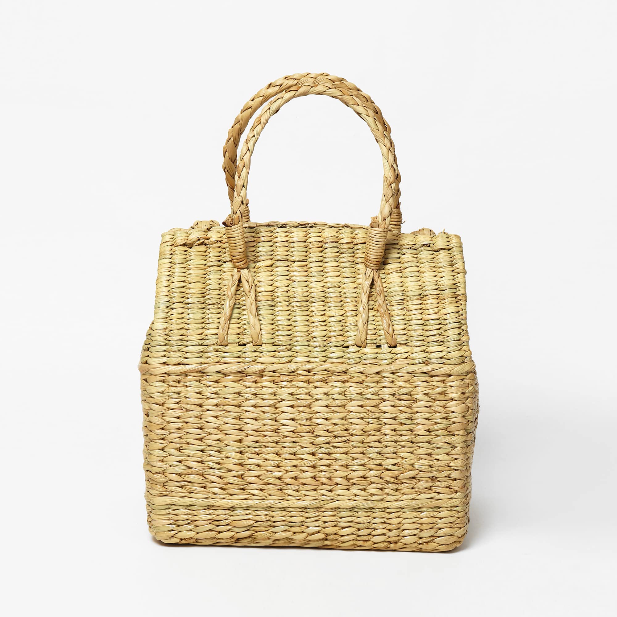 Habere India-All the Cultures Fabricating India Picnic Baskets | Lunch Basket | Jute Basket for Gifting | Seagrass Tiffin Bag | Jute Tote Bag (Large: 35x25x38 cm) 2