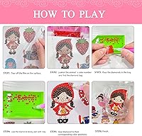 Vista 3 de sinceroduct 84 piezas de calcomanías de diamante para niños, kits de arte de mosaico, calcomanías de gema 5D, kits de arte y manualidades