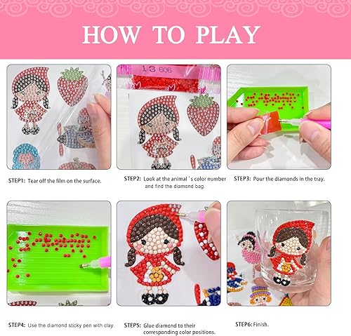 Miniatura 3 de sinceroduct 84 piezas de calcomanías de diamante para niños, kits de arte de mosaico, calcomanías de gema 5D, kits de arte y manualidades