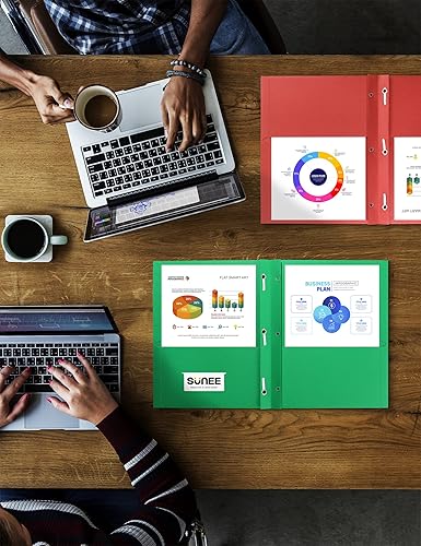 Vista 5 de SUNEE Carpetas de 2 bolsillos con puntas (paquete de 25 unidades, colores surtidos), carpetas de papel con 2 bolsillos y 3 puntas, para papel