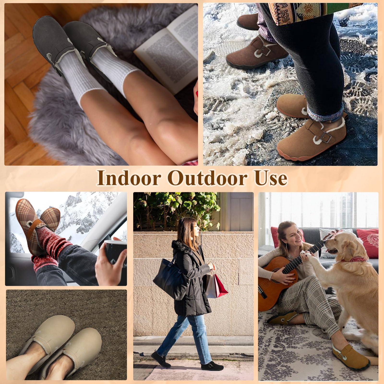 BARERUN Slippers for Women Men Barefoot Wide Mens Womens Winter House Shoes Adjustable Bedroom Indoor Outdoor Slippers Warm Slip on Arch Support Slides for Men Women