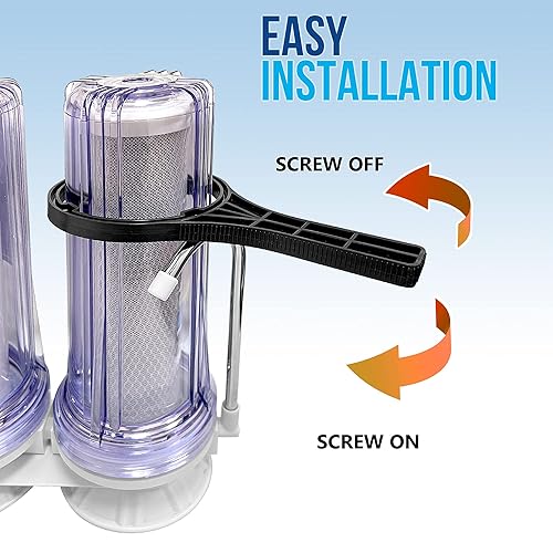 Miniatura 5 de El sistema de filtración de agua potable para encimera de 2 etapas elimina el cloro, la carcasa transparente y el suministro anual (2 extra) CTO y