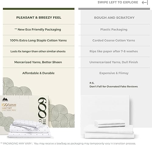 Miniatura 139 de Mayfair Linen - Juego de sábanas tamaño individual XL de 600 hilos, 100 % algodón, 3 piezas, refrescantes, en Yaxa, para colchón profundo