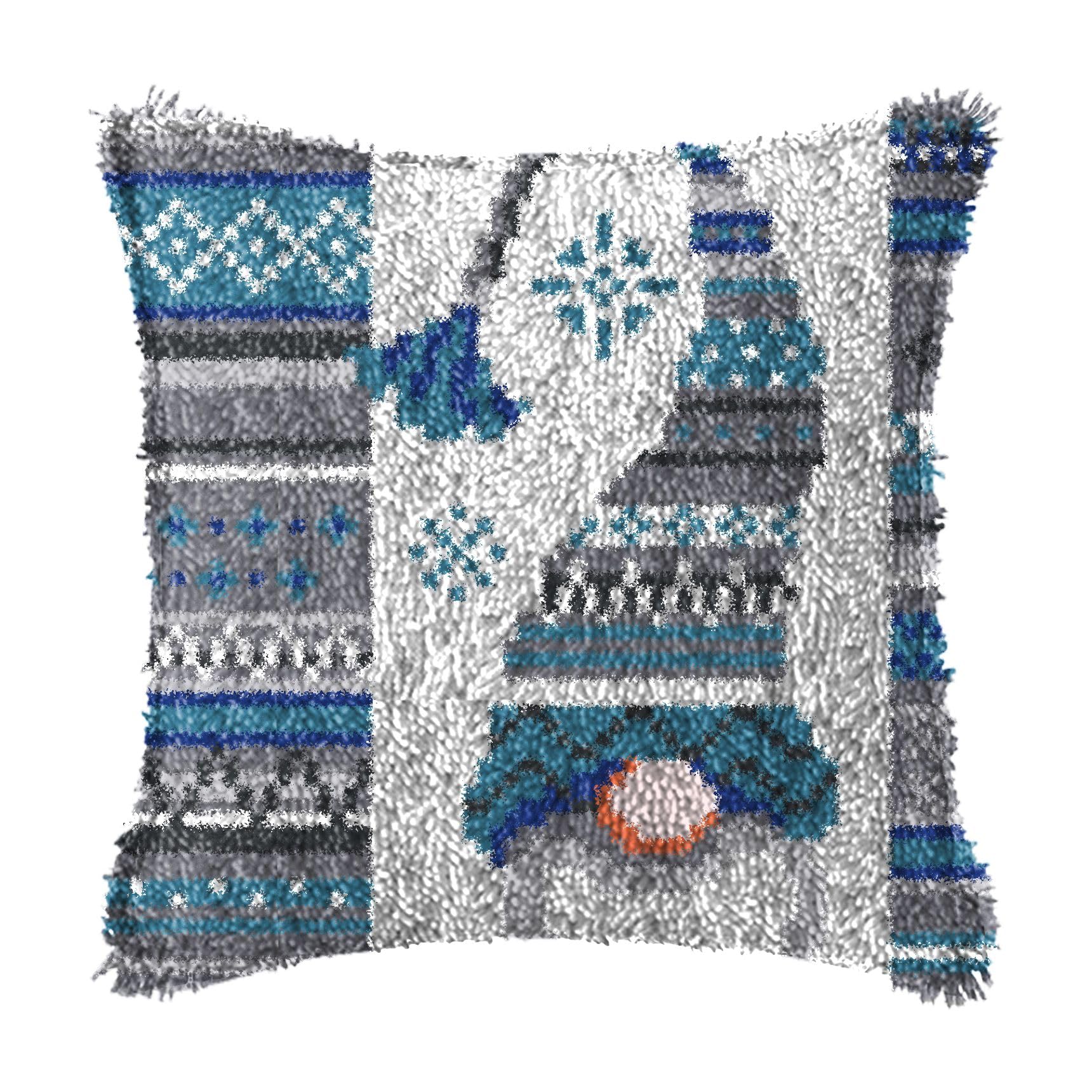 LAPATAIN Latch Hook Kits for DIY Throw Pillow Cover,Needlework Cushion Cover Hand Craft Crochet for Great Family 15.7X15.7inch Christmas Hat-image-14