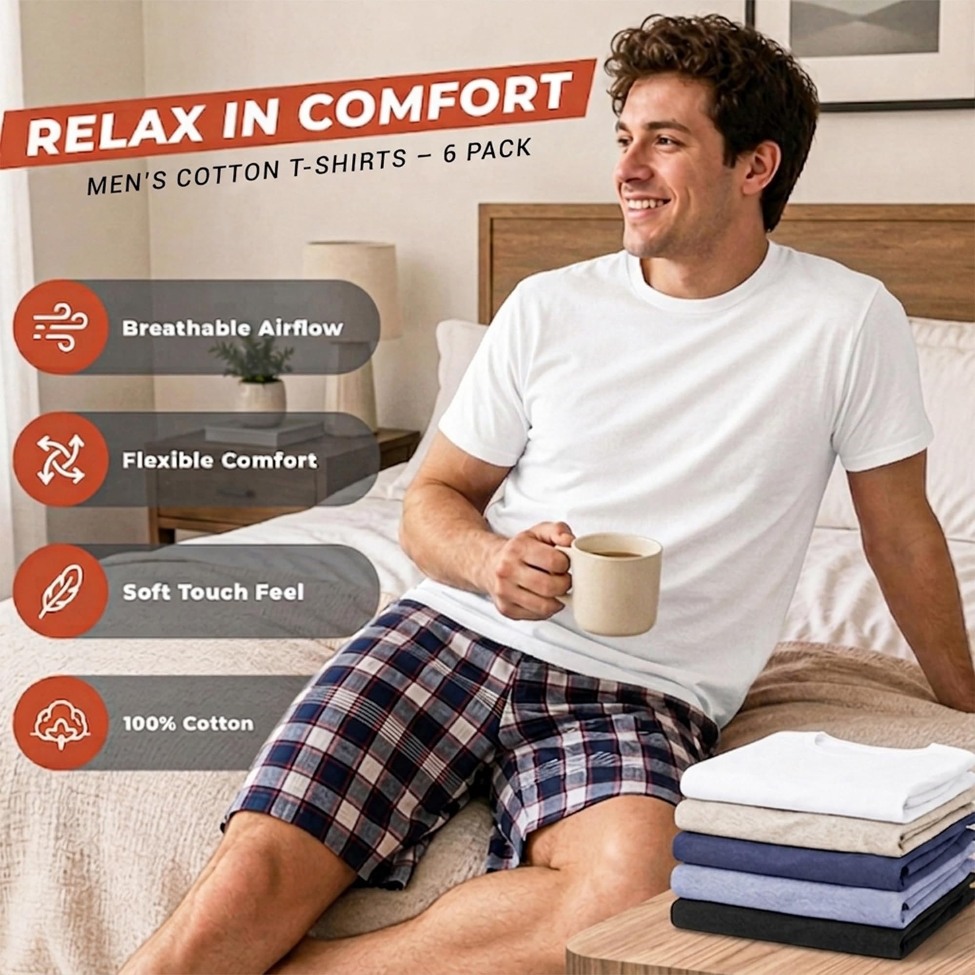 Confezione da 5 magliette da uomo tinta unita girocollo stile corsa sport palestra comoda casual abbigliamento attivo cotone biologico morbido vestibilità regolare slim fit mezza manica