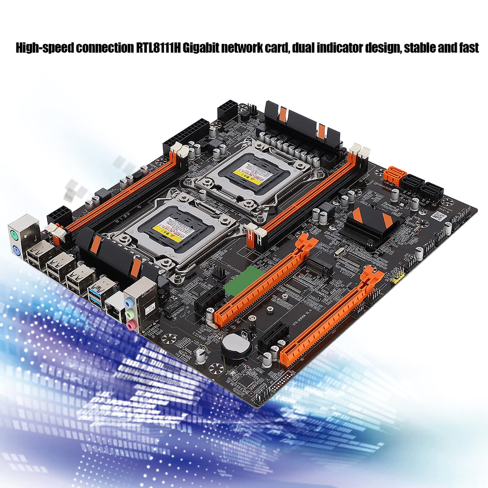 Wendry Carte mère de bureau, 2 x USB 3.0/Gigabit LAN X79, mémoire DDR3 à quatre canaux, avec câble SATA (double prise)
