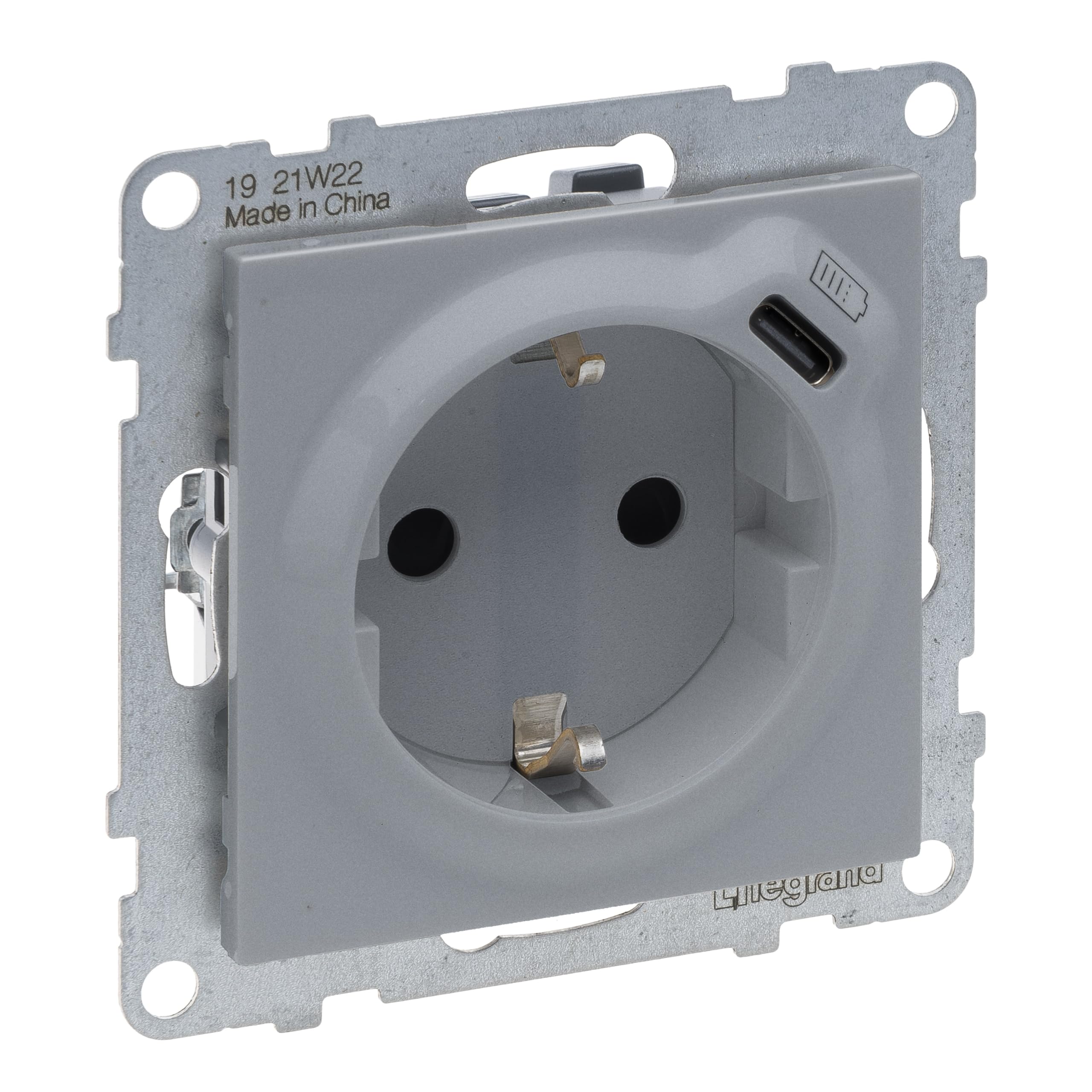 Prise LEGRAND SEANO avec port USB C aluminium laqué 765226