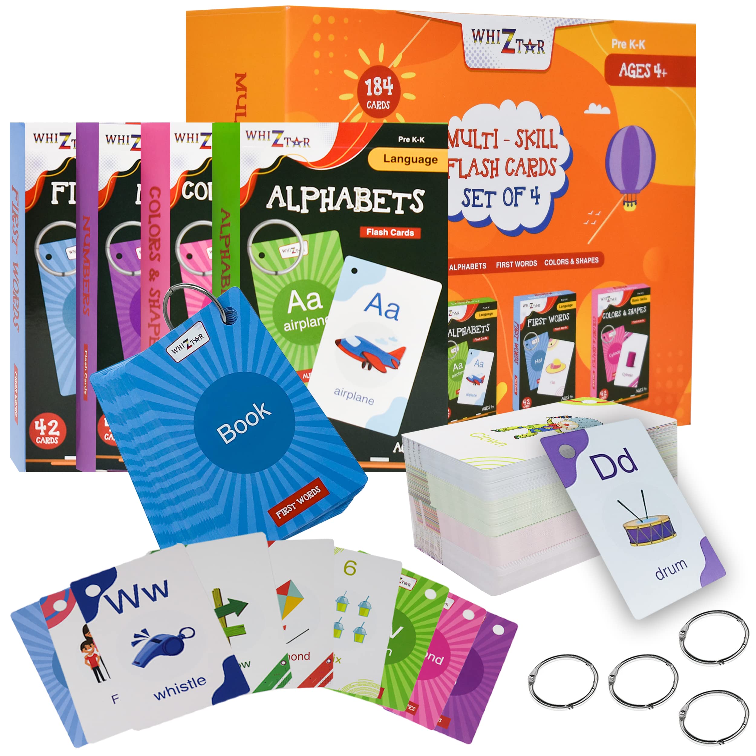 Educational Flash Cards for Toddlers - Set of 4, 184 Cards Numbers ...