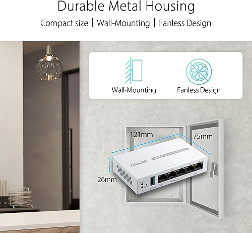 Miniatura 3 de ASUS ExpertWiFi EBG15 Gigabit VPN enrutador con cable, hasta 3 puertos WAN ethernet + 1 WAN USB, prevención de intrusiones IPS, firewall de capa 7,