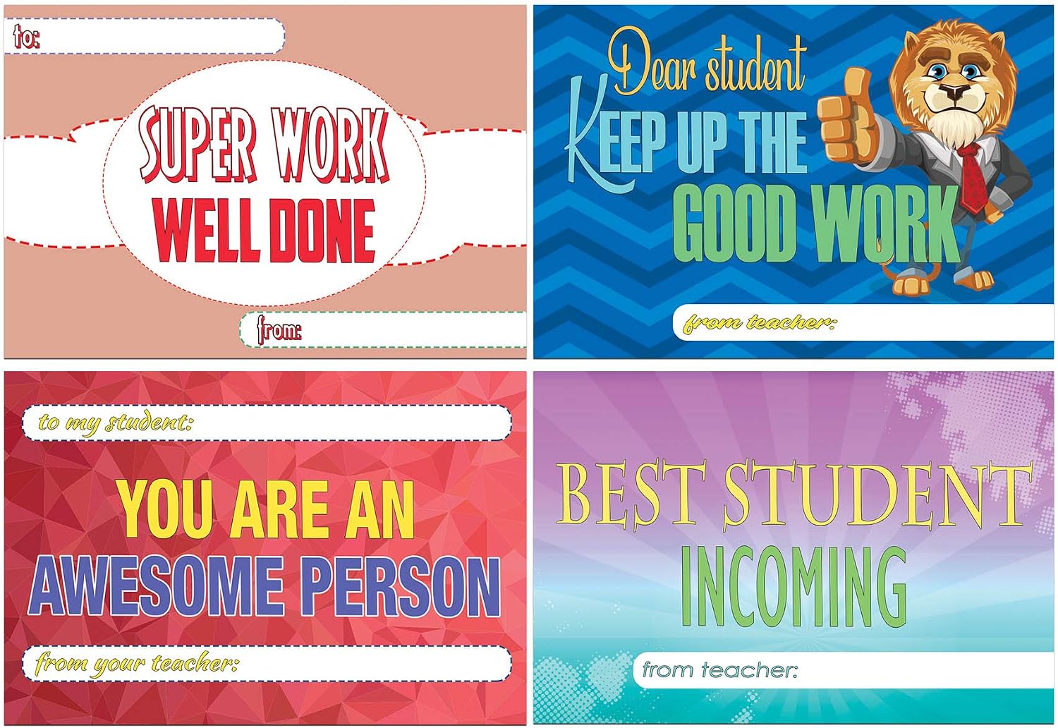 Creanoso Appreciate Good Student and Teachers Positive Postcards (36-Pack) – Appreciate Your Students Note Card Bulks Assorted Pack – Cool Giveaways for Teachers to Students - Gift Tokens