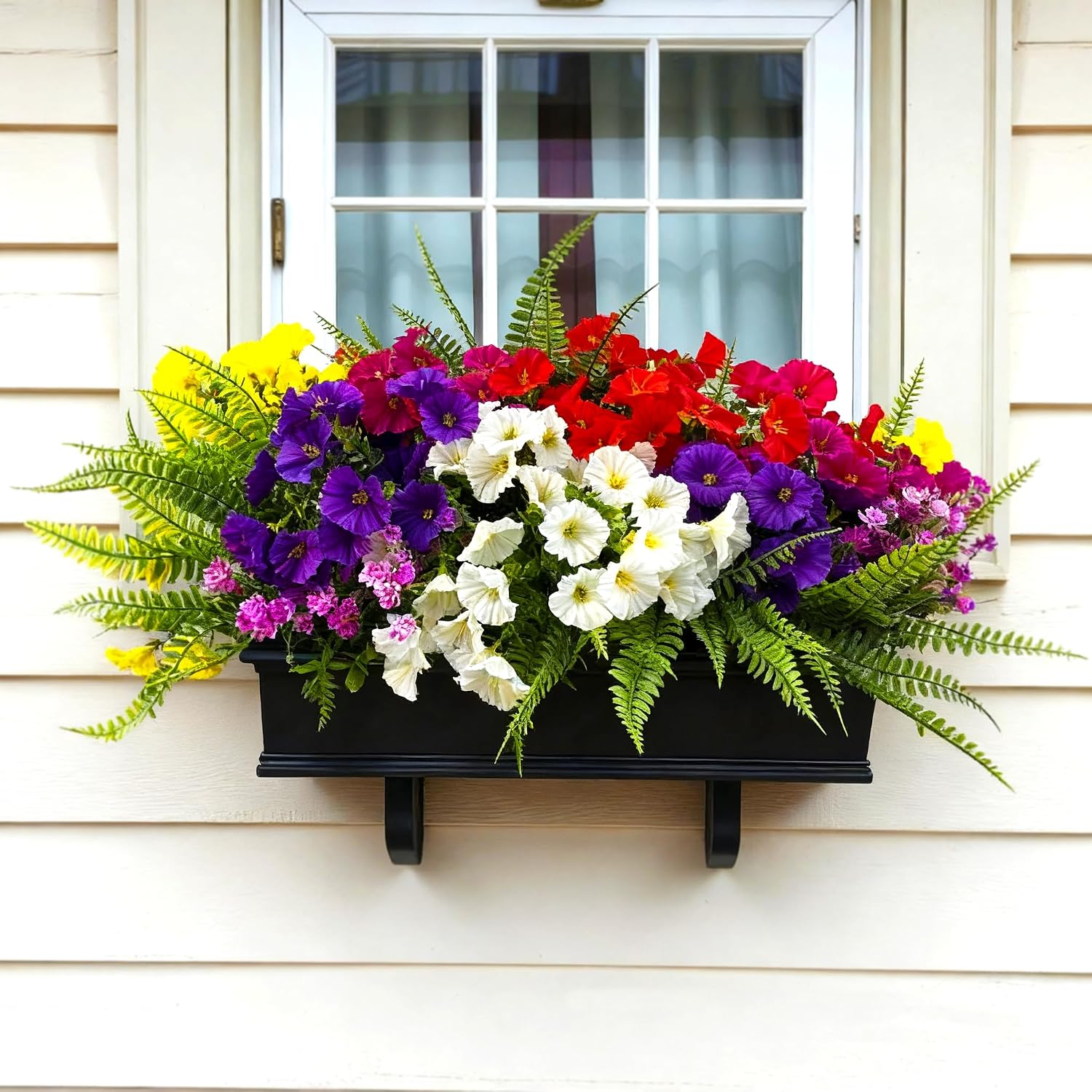 16 Bundles Artificial Flowers for Outdoors, Faux Plants with Eucalyptus & Morning Glory, UV Resistant Fake Flowers for Garden Porch Patio Spring Summer Home Decor, Mix Colors