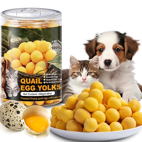 Freeze-Dried Quail Egg Yolk for Cats and Dogs Training 240g, Healthy Tasty Freeze-Dried Pet Food Limited Ingredient Quail Egg Yolk, Natural High Protein Pet Treats Snacks for Dogs Cats