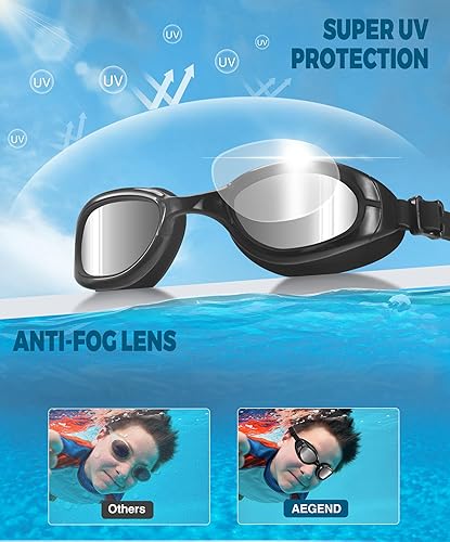 Miniatura 3 de Aegend Gafas de natación polarizadas para niños, gafas de natación antivaho para niños de 6 a 11 años