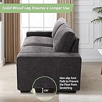 Vista 24 de LEISLAND Sofás modernos de 88.58 pulgadas para sala de estar, sofás y sofás de felpilla con reposabrazos cuadrados, cojín extraíble de respaldo bajo