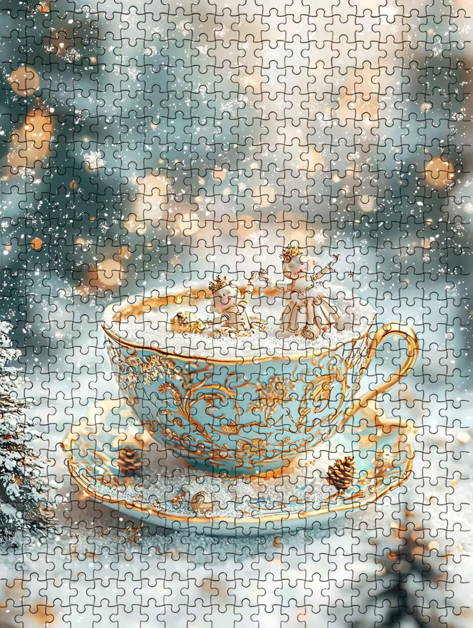 Puzzle 5000 elementów, puzzle dla dorosłych kubek do herbaty płatki śniegu artystyczne puzzle, gra puzzli, drewniane układanki, niemożliwe klasyczne układanki, do gry edukacyjnej wyzwanie zabawki