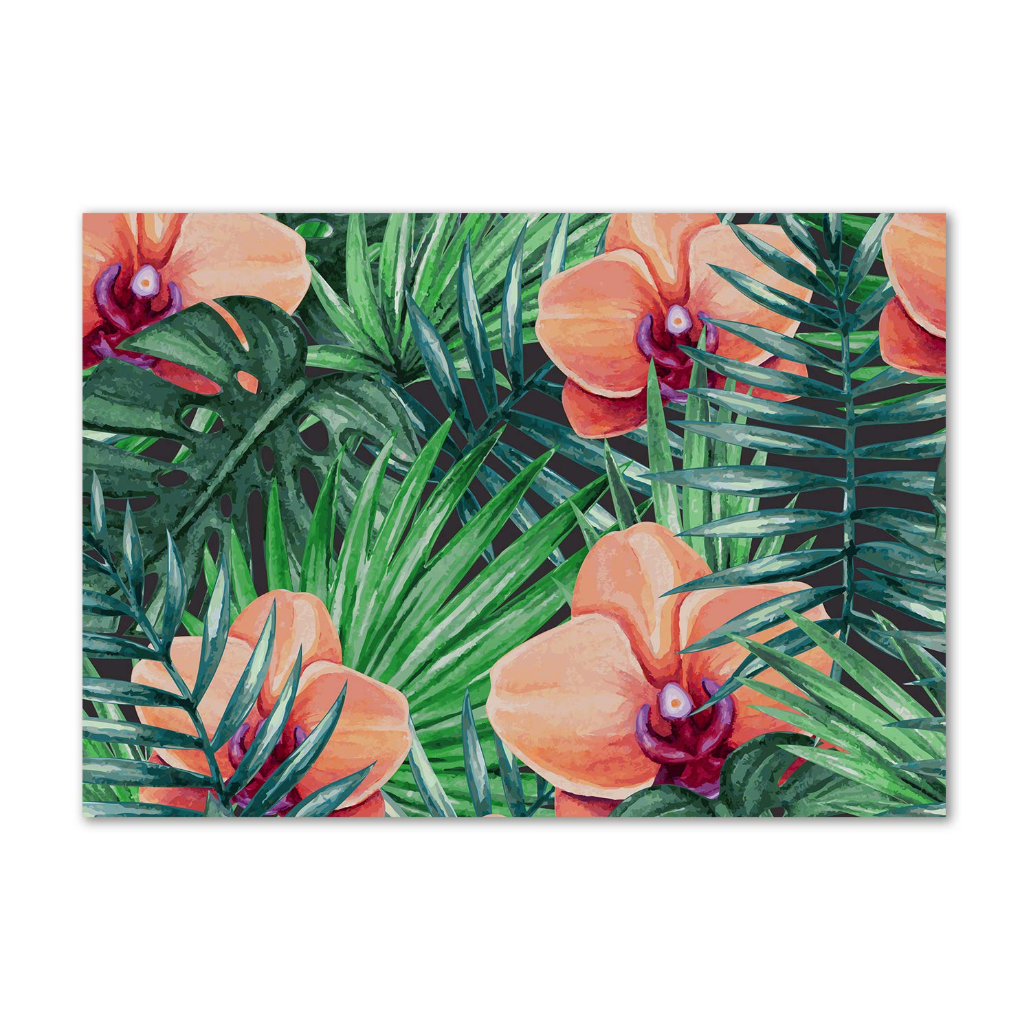 Mural art acrylique Tulup orchidée orange à effet verre brillant premium
