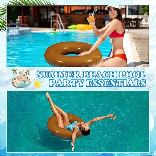 Miniatura 4 de 6 flotadores inflables de piscina de 24 pulgadas, tubo de natación a granel, flotadores de piscina para decoración de fiesta en la playa, mujeres y