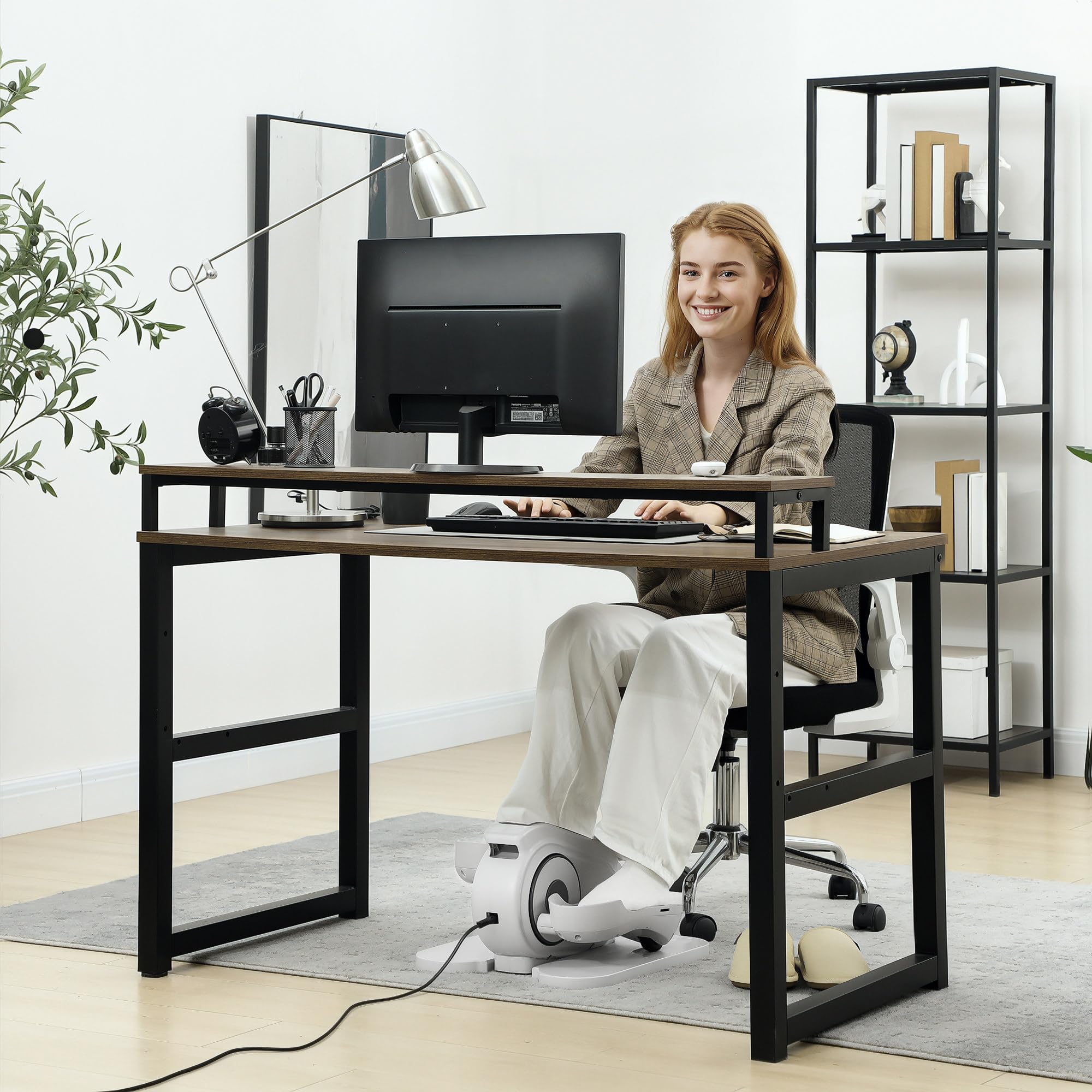SPORTNOW Pedalier d'appartement, plliptique de Bureau, Mini vélo elliptique électrique avec écran LCD, télécommande et 10 Vitesses réglables, Silencieux et Portable pour Les Seniors, Blanc