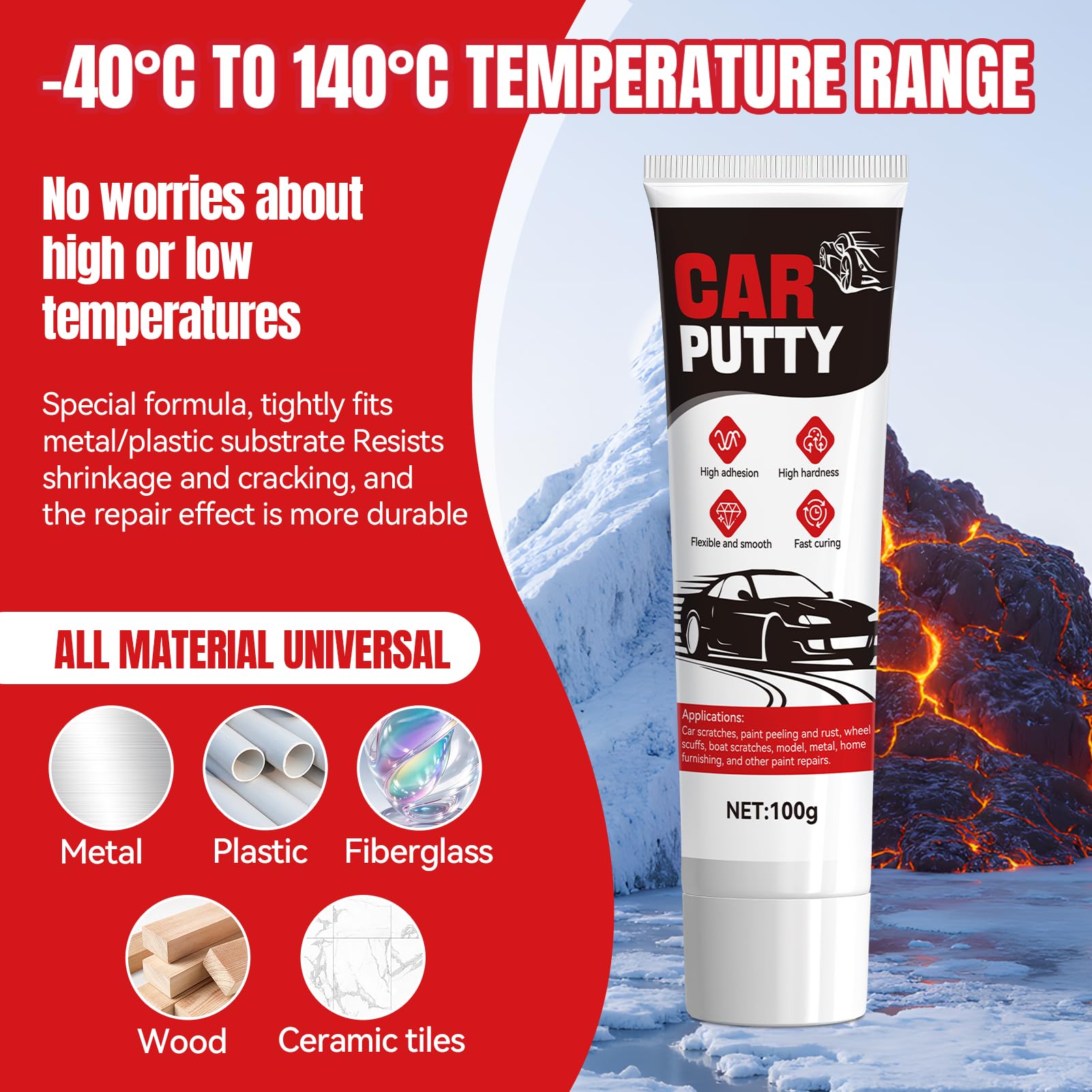 Allony Mastic Carrosserie, Mastique Carrosserie Voiture, Rebouche Trou, Debosselage Carrosserie, Mastic Carrosserie Voiture pour Réparer Les Rayures et Les Bosses sur Les Voitures, Bateaux, 100g+10g - 4