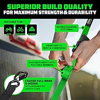 Vista 3 de Rhino USA - Correas de trinquete de amarre (4), 1 pulgada x 15 pies (resistencia 1823), con ganchos en S de seguridad, alta calidad para camiones