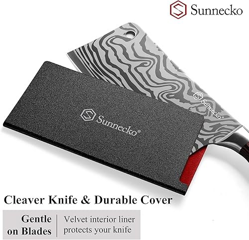 Miniatura 4 de Sunnecko Cuchillo de carnicero de 7 pulgadas, cuchillo chino de acero inoxidable de alto carbono con mango de madera, cuchilla afilada para carne