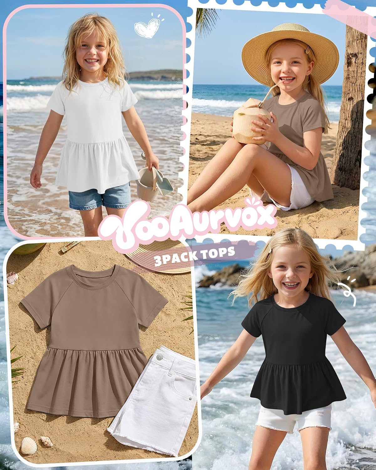 Girls Short Sleeve Tunic Tops
