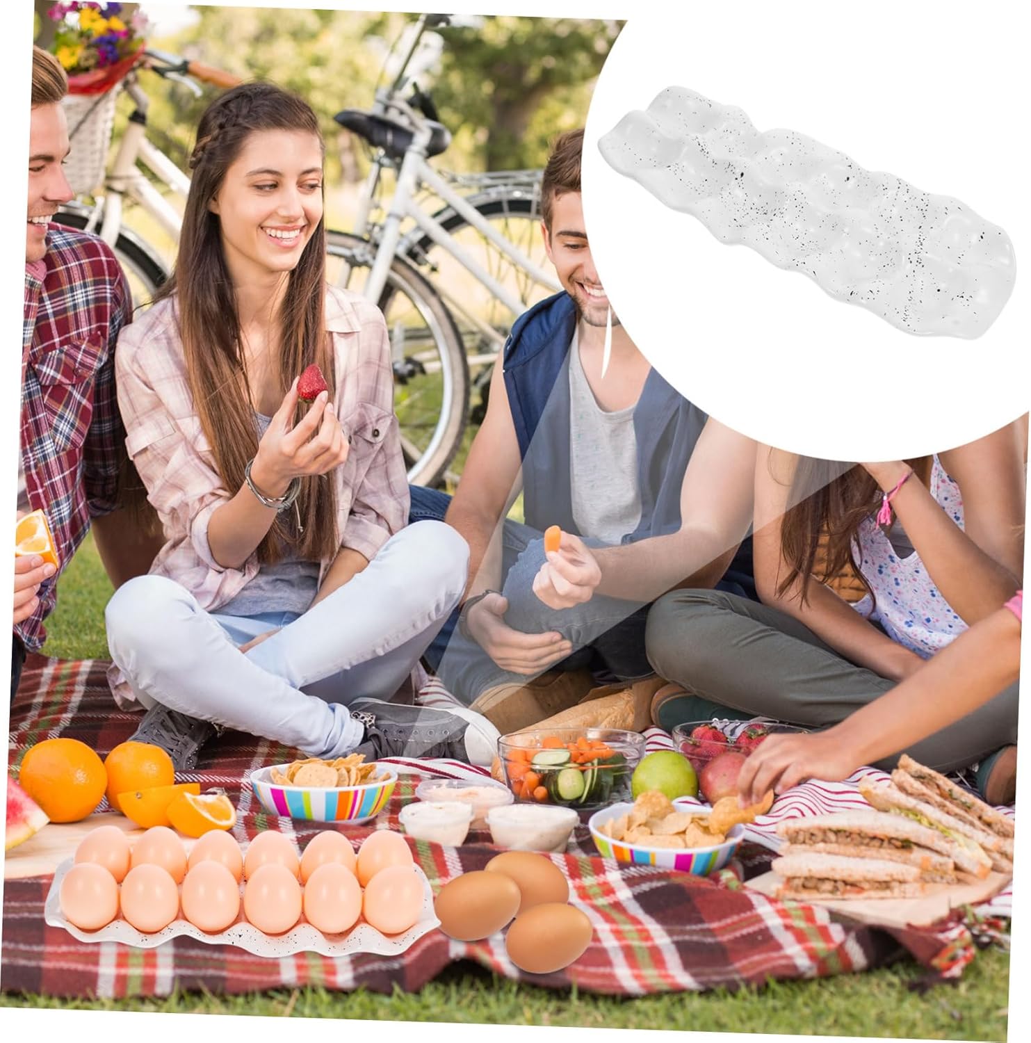 Cabilock Ceramic Egg Holder Tray Egg Storage Organizer for Kitchen Refrigerator Freshness Preservation for Home Cooking and Serving