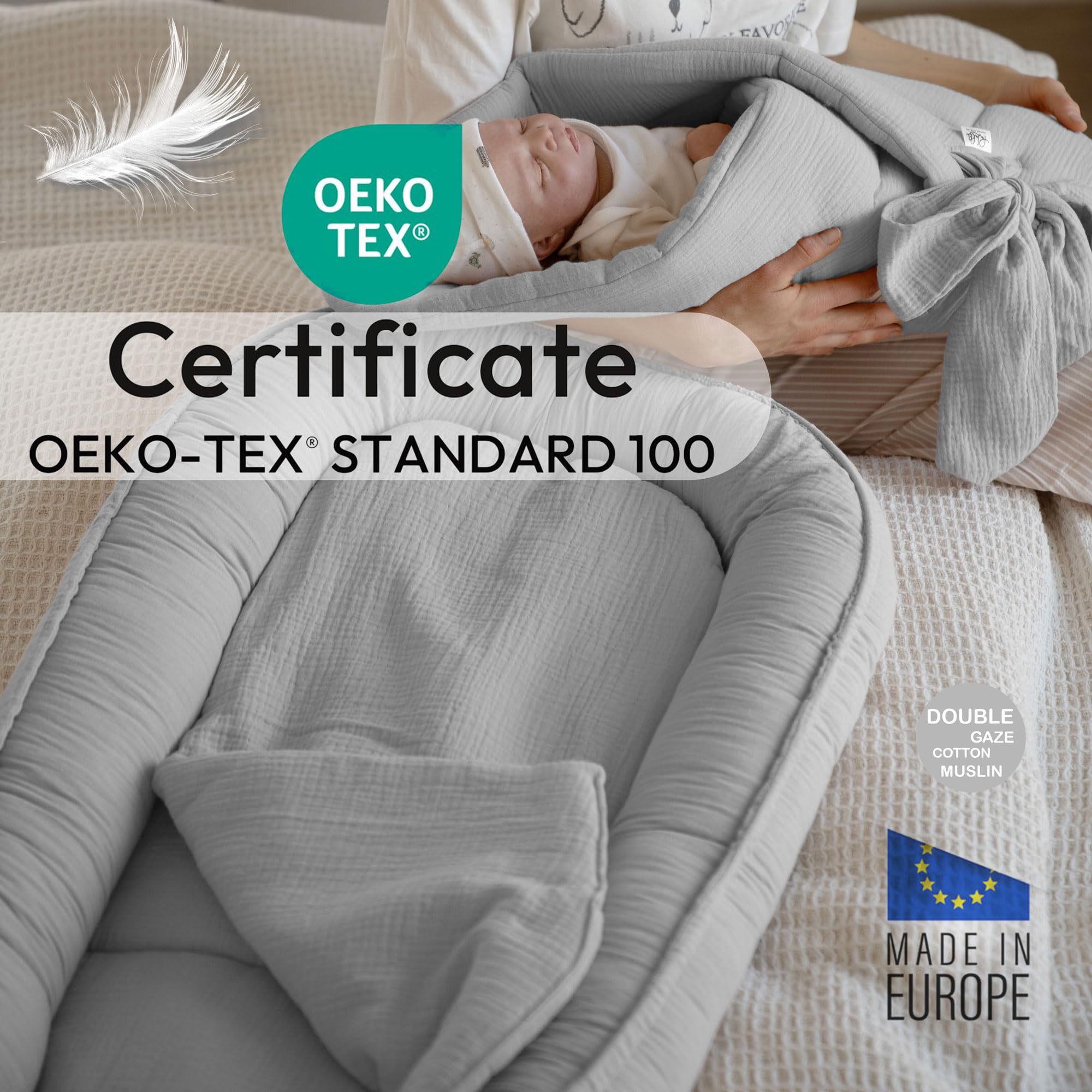 PaLulli Cocon pour bébé en 100% Coton Mousseline Premium, nid Douillet