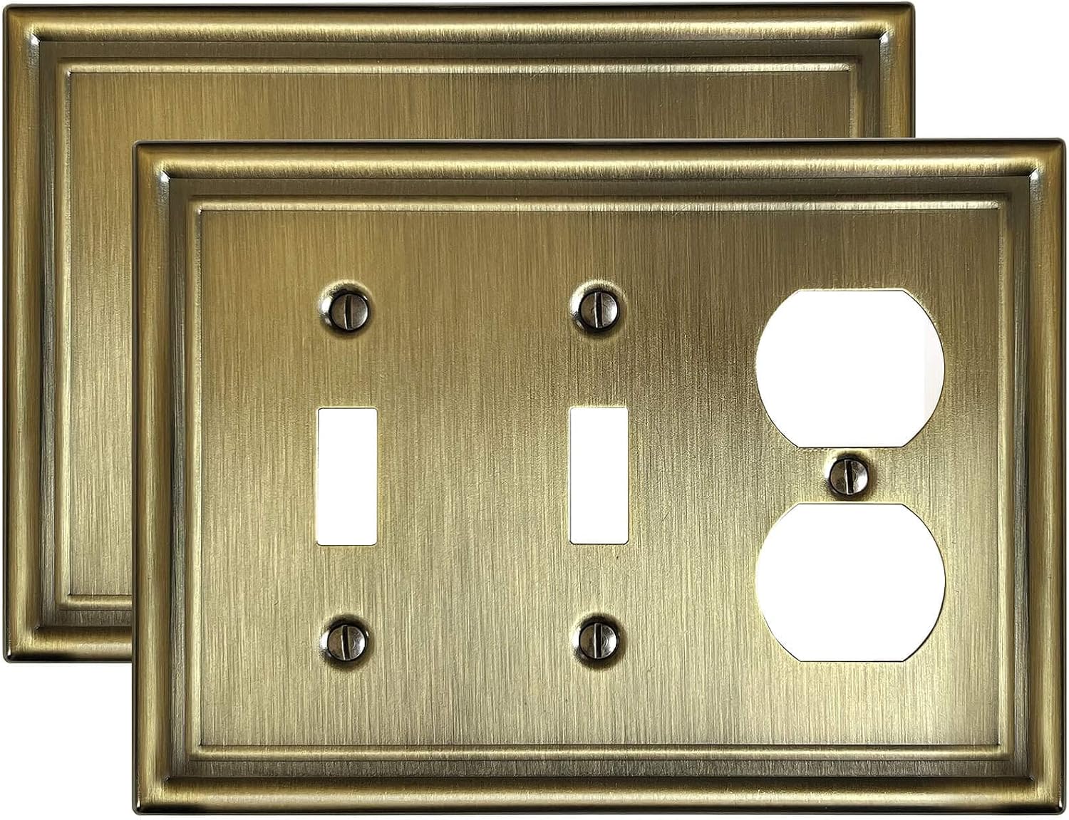 ZILLSEA Combination 2 Toggle and 1 Duplex Metal Wall Plate, 3Gang
