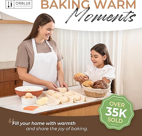 Miniatura 9 de Orblue Paño couche de panadero y paño de fermentación, tela 100% de algodón para hornear masa de pan, herramienta de moldeo para baguettes, panes