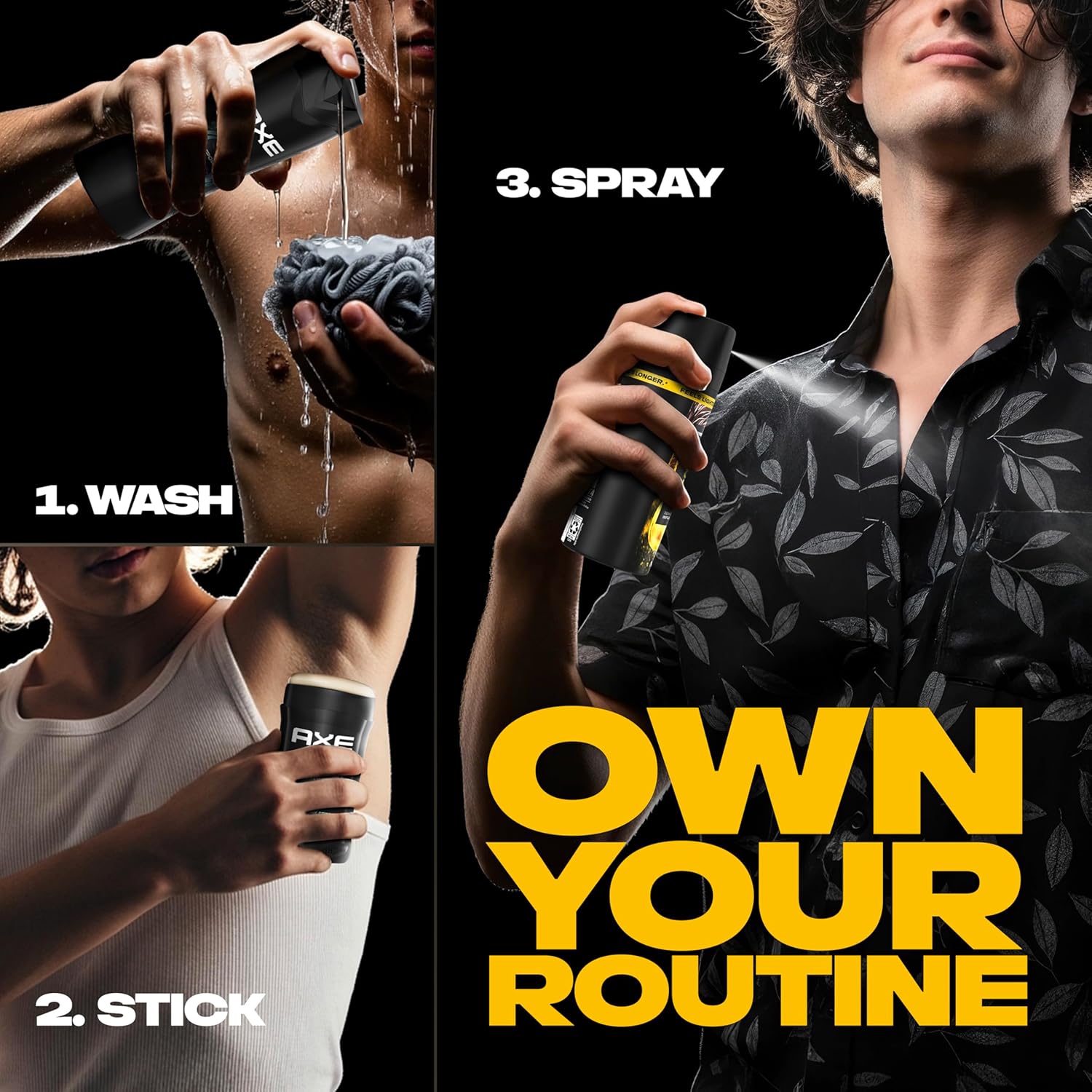 AXE Fine Fragrance Collection Body Spray 3 Count Golden Mango 72 Hour Freshness Aluminum Free 2.9 oz